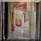 R52. Handcrafted wool rug with Greek column design. Made in Nepal. Approx. 8' x 10'